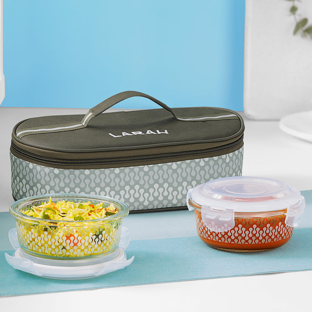 Borosil Larah Gracia Round Glass Lunchbox