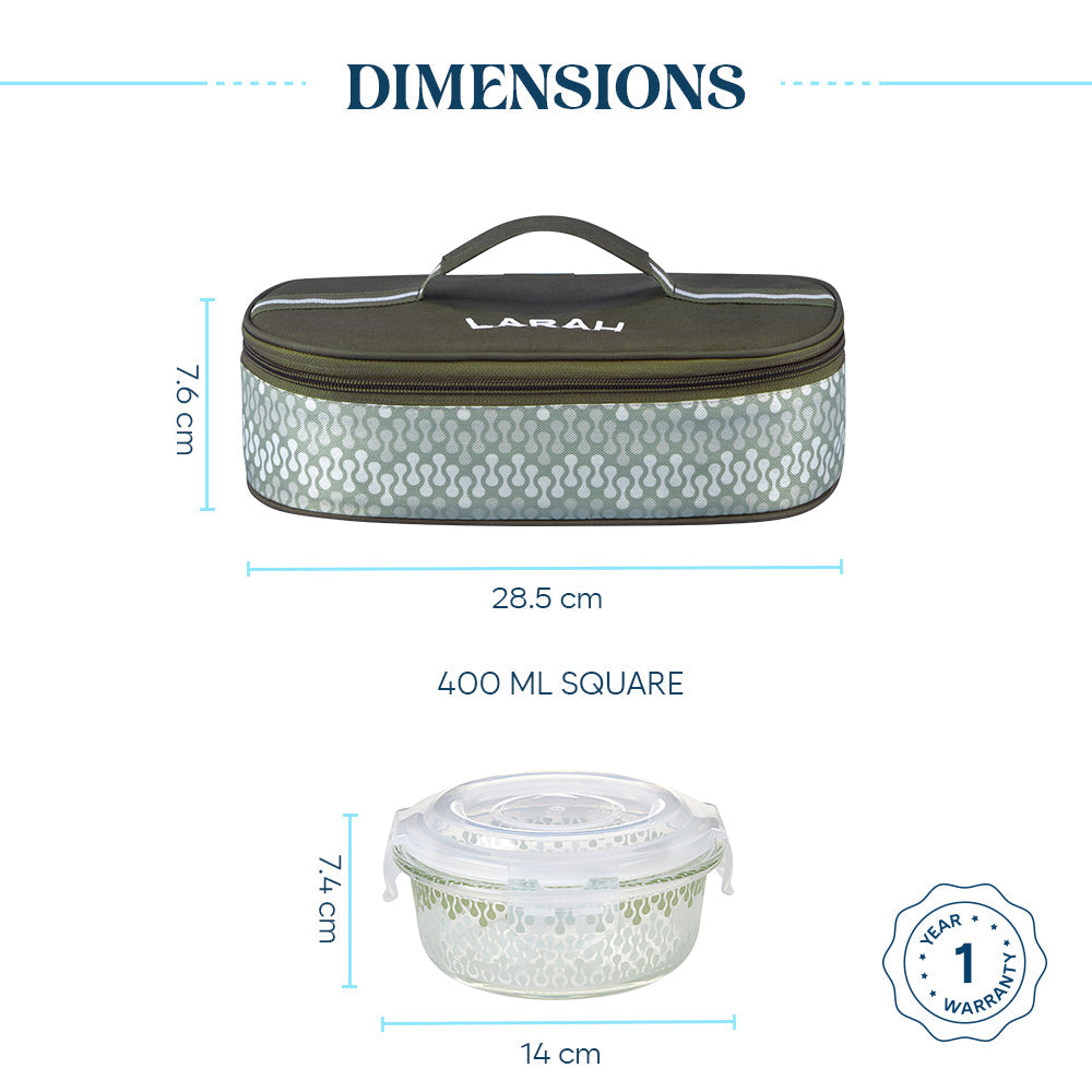 Borosil Larah Gracia Round Glass Lunchbox
