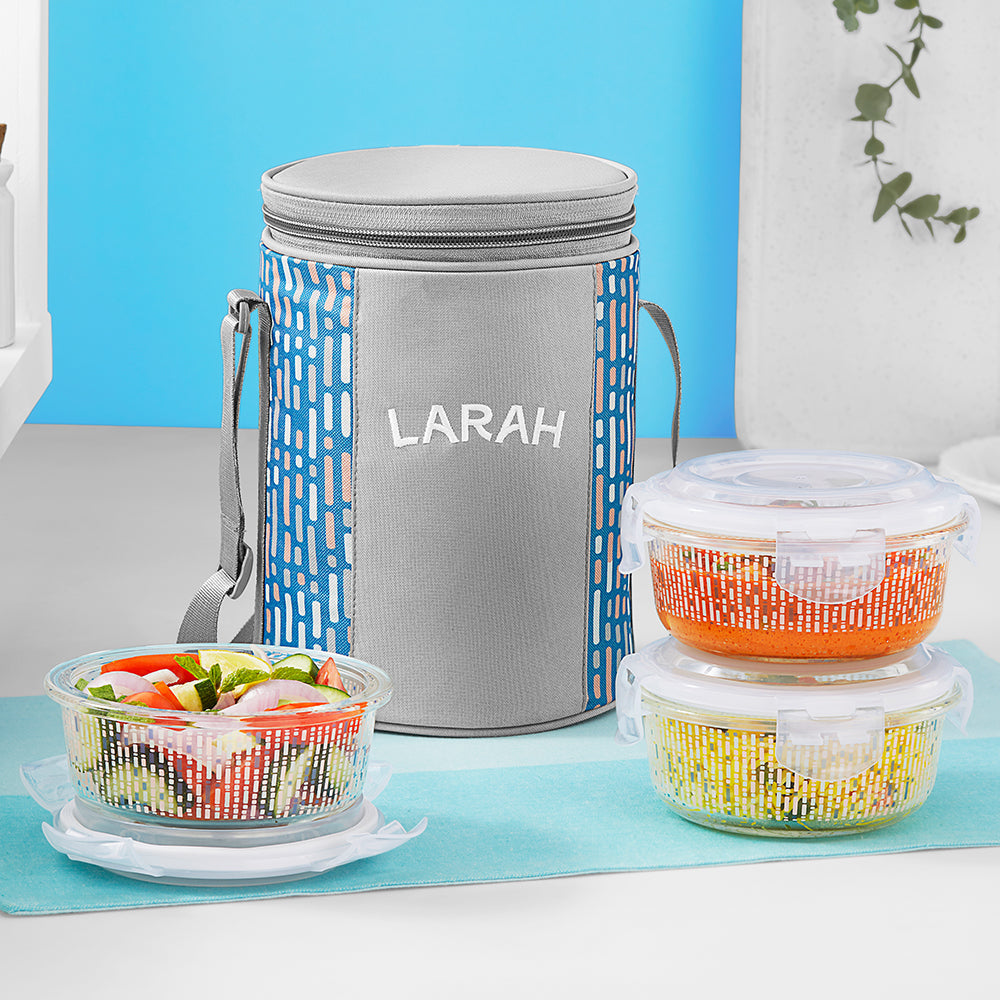 Borosil Larah Round Glass Lunchbox, Set of 3, 400ml