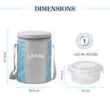 Borosil Larah Round Glass Lunchbox, Set of 3, 400ml