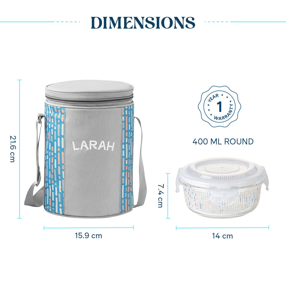 Borosil Larah Round Glass Lunchbox, Set of 3, 400ml