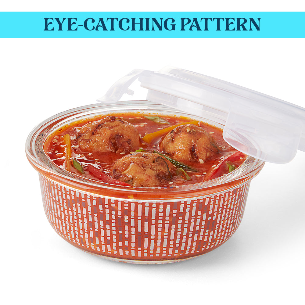 Borosil Larah Gracia Round Glass Lunchbox