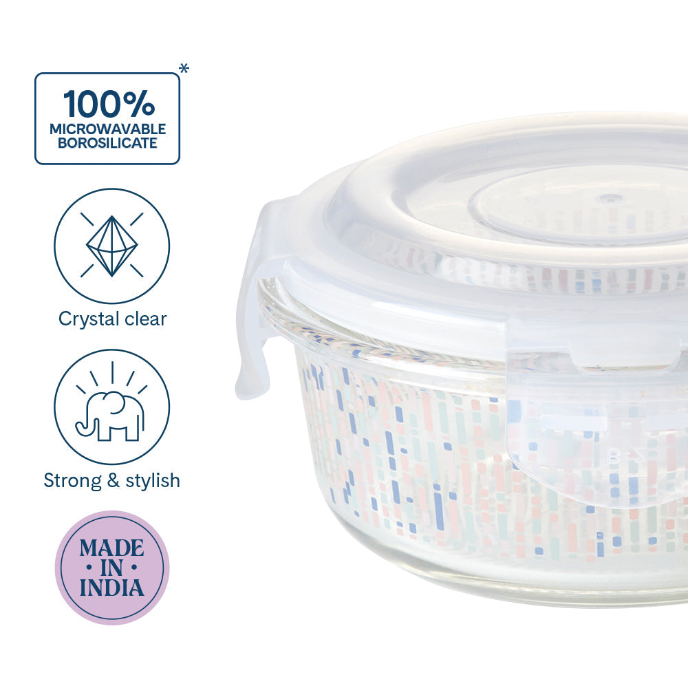 Borosil Larah Gracia Round Glass Lunchbox