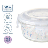 Borosil Larah Gracia Round Glass Lunchbox