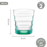 Borosil Diana Glass Tumbler Set of 2, 250ml