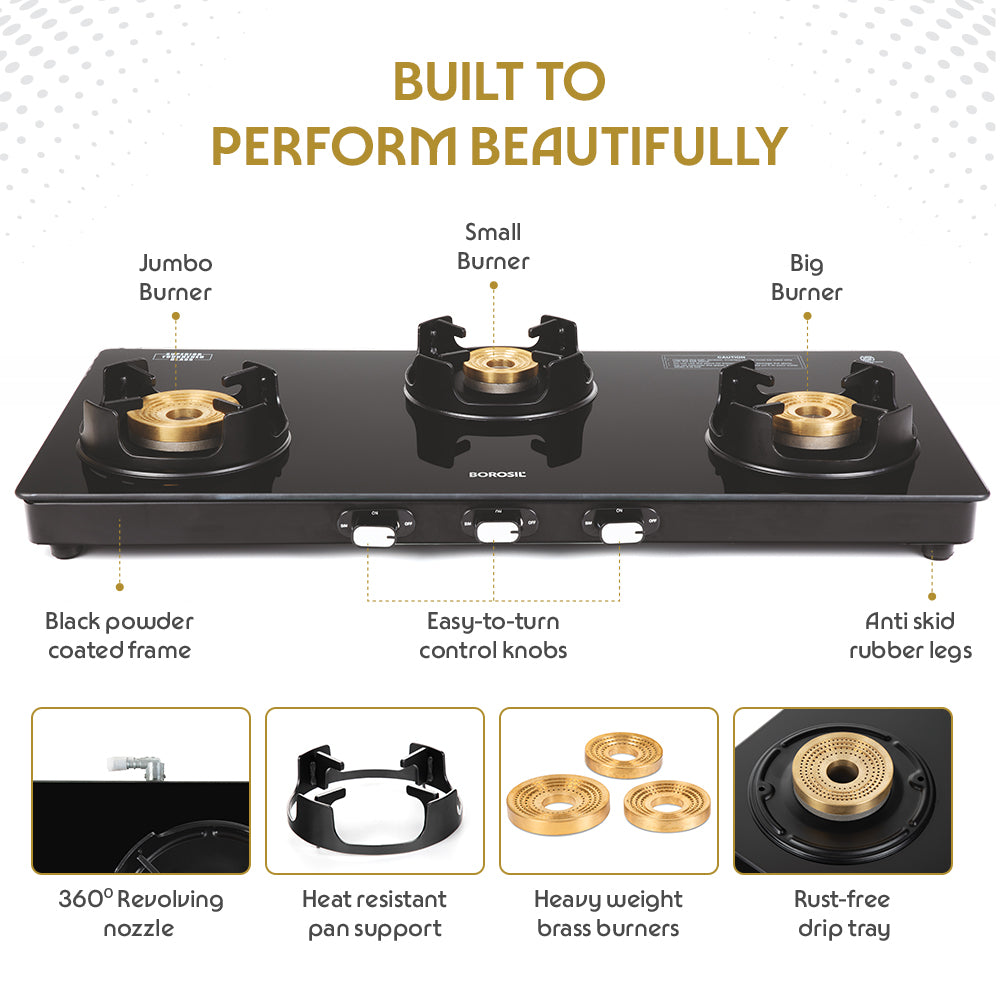 Borosil Flame Star Glass-top Gas Stove