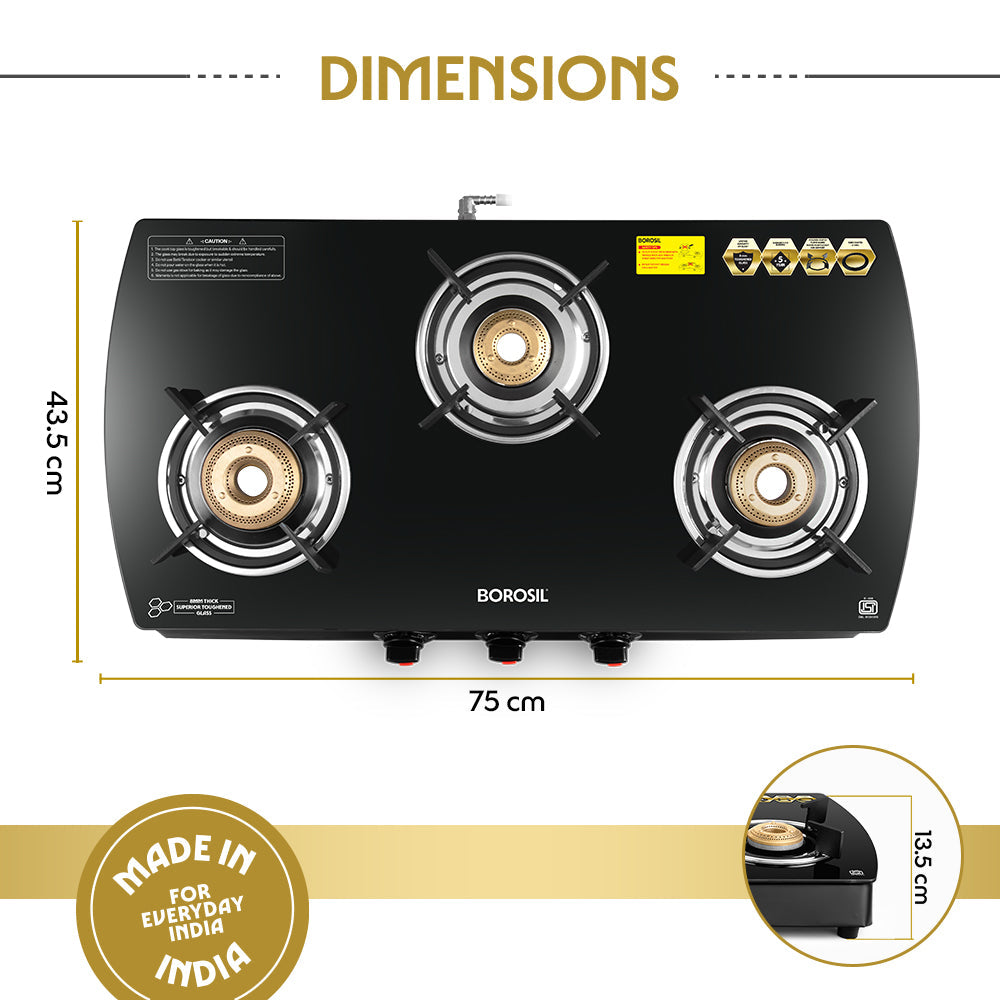 Borosil Prima Glass-top Gas stove
