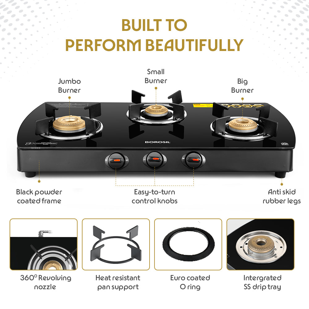 Borosil Prima Glass-top Gas stove