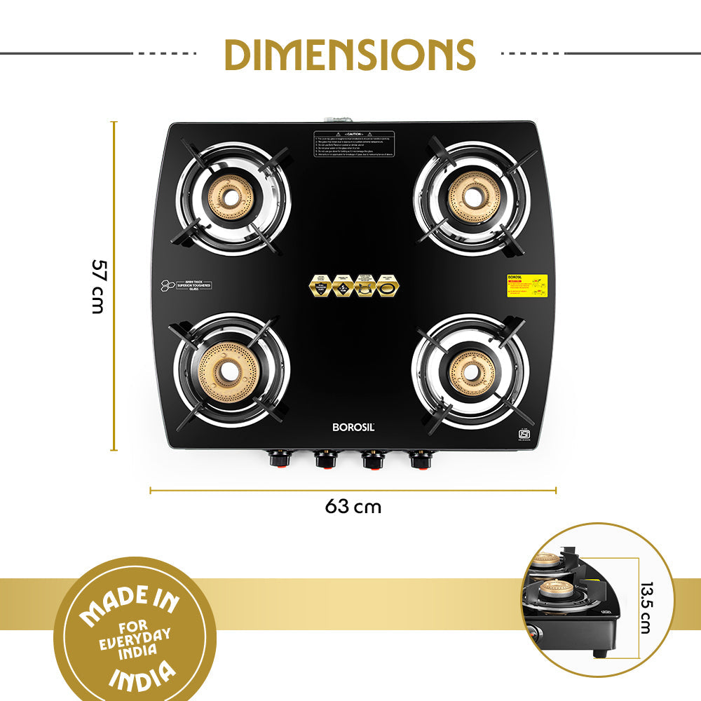 Borosil Prima Glass-top Gas stove