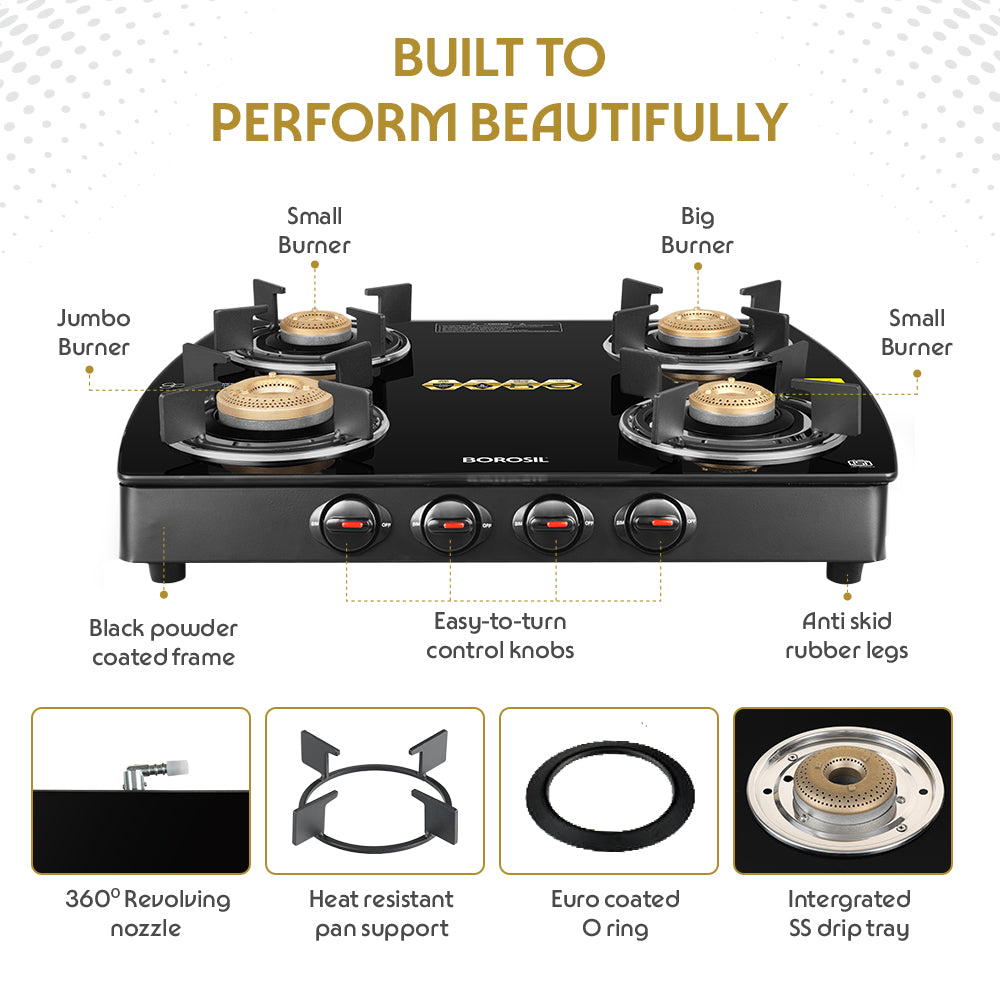 Borosil Prima Glass-top Gas stove
