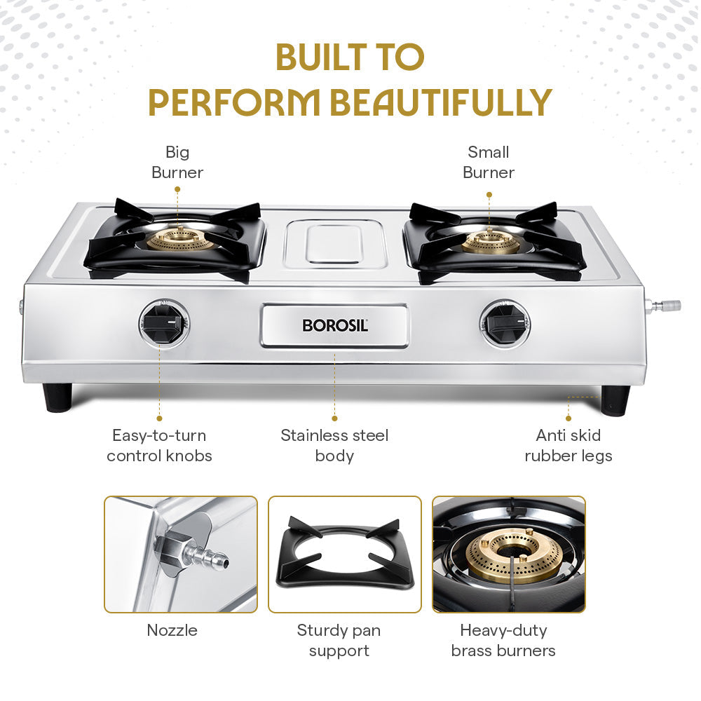 Borosil Smart Flame DLX Stainless Steel Gas Stove