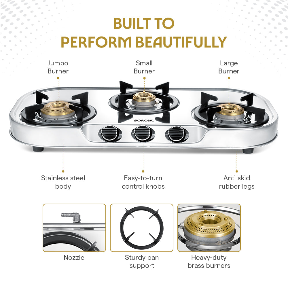Borosil Ignite Pro Stainless Steel Gas Stove