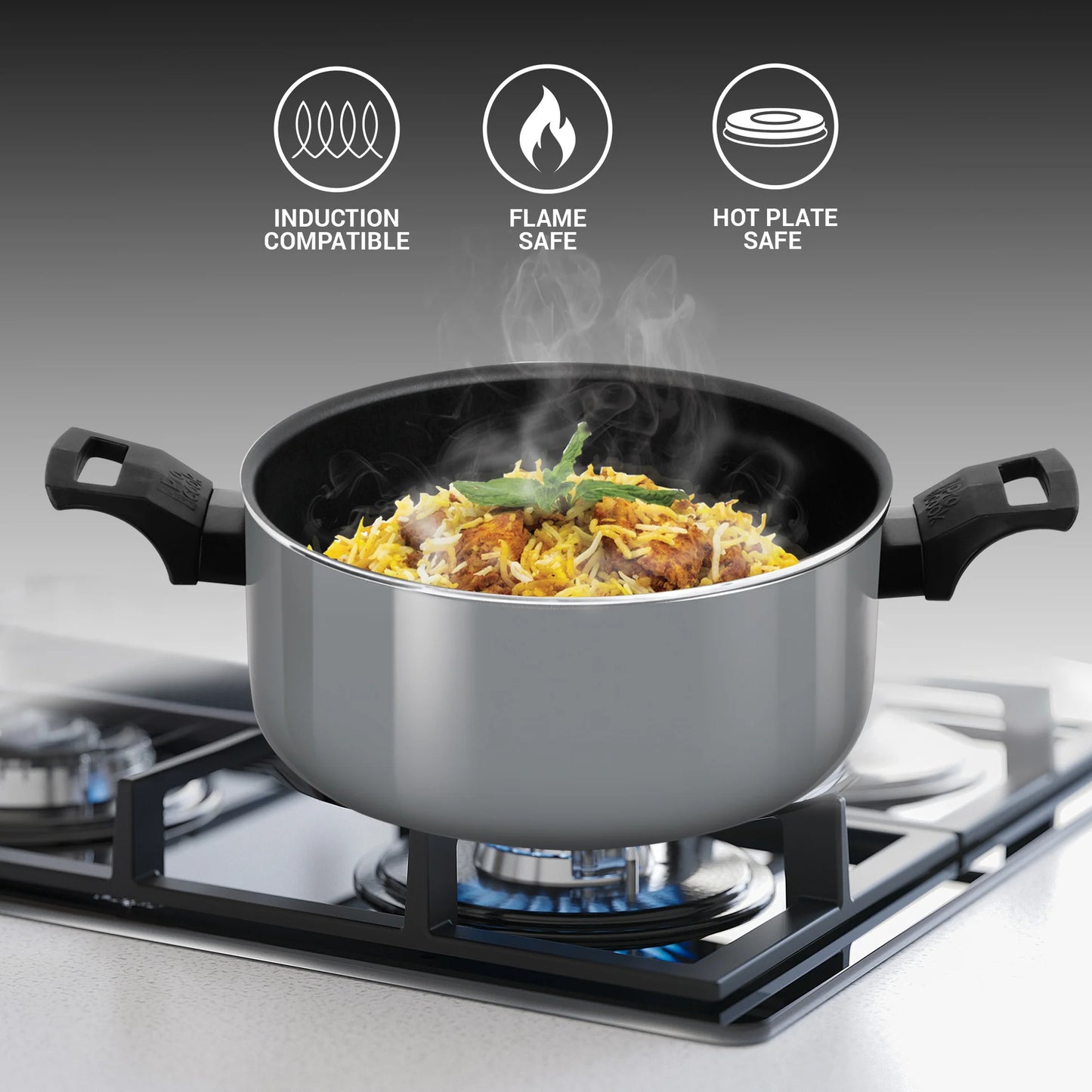 Milton Biryani Pot Blackpearl Induction 22 cm