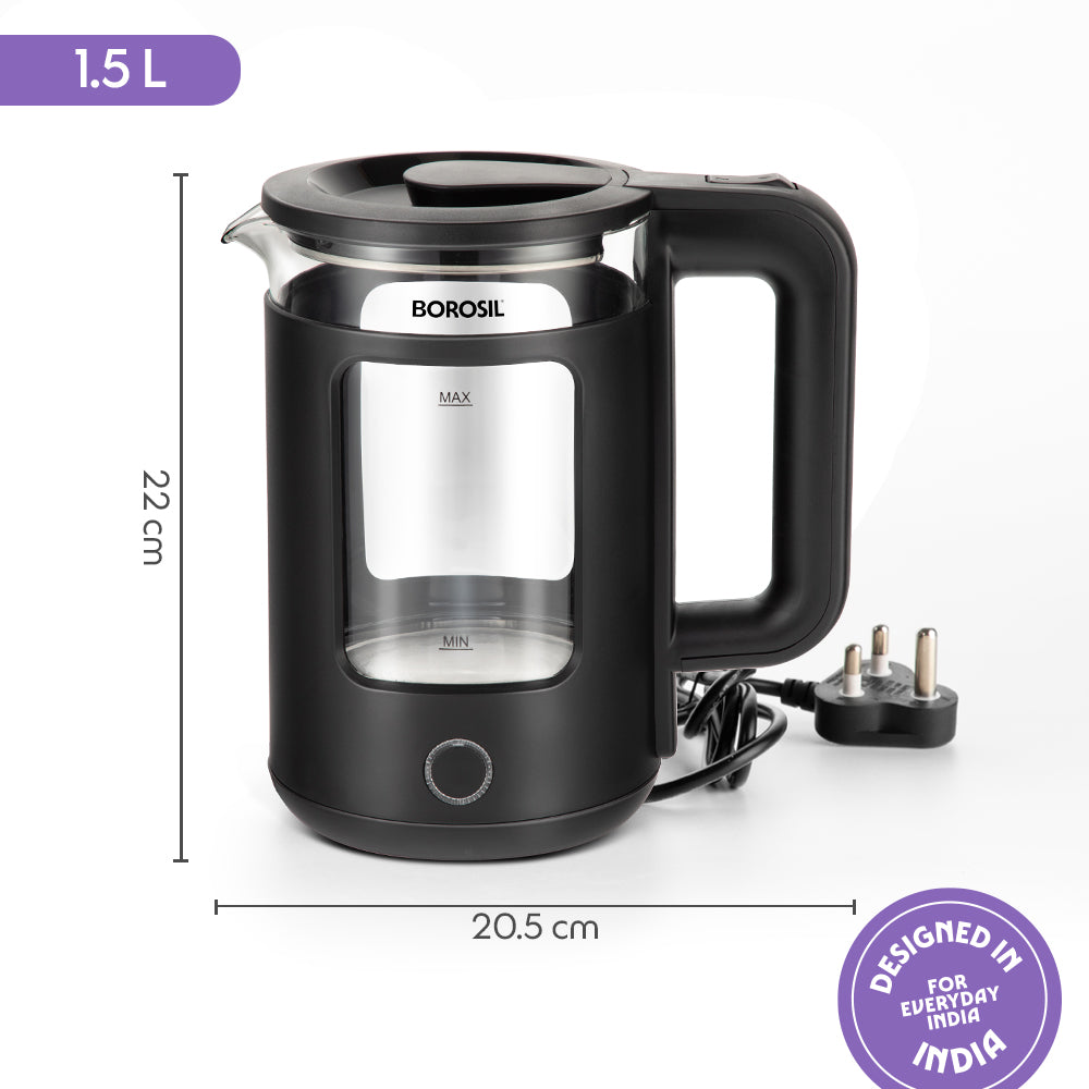 Borosil Cooltouch Electric Glass Kettle 1.5L