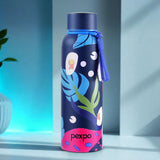 Pexpo Bravo Thermo Steel Bottle | Tri-Ply Vacuum Insulated Hot & Cold Flask - Plant-themed Art 700 ML