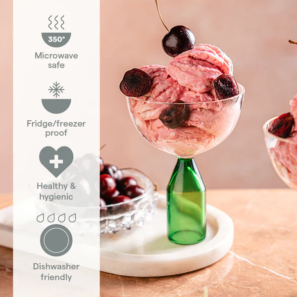 Borosil  Kairo Ice Cream Bowls, Fern Set of 2, 300ml