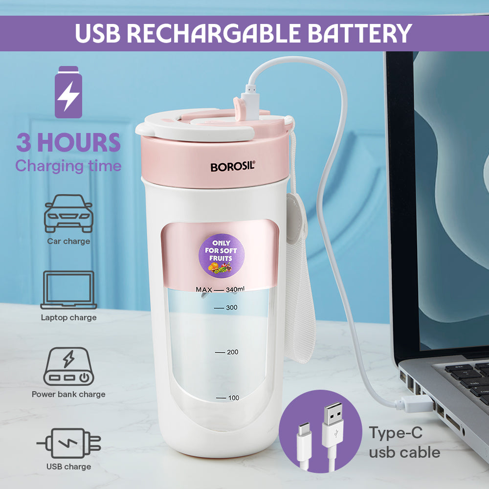 Borosil Nutrisip Portable Blender 40w