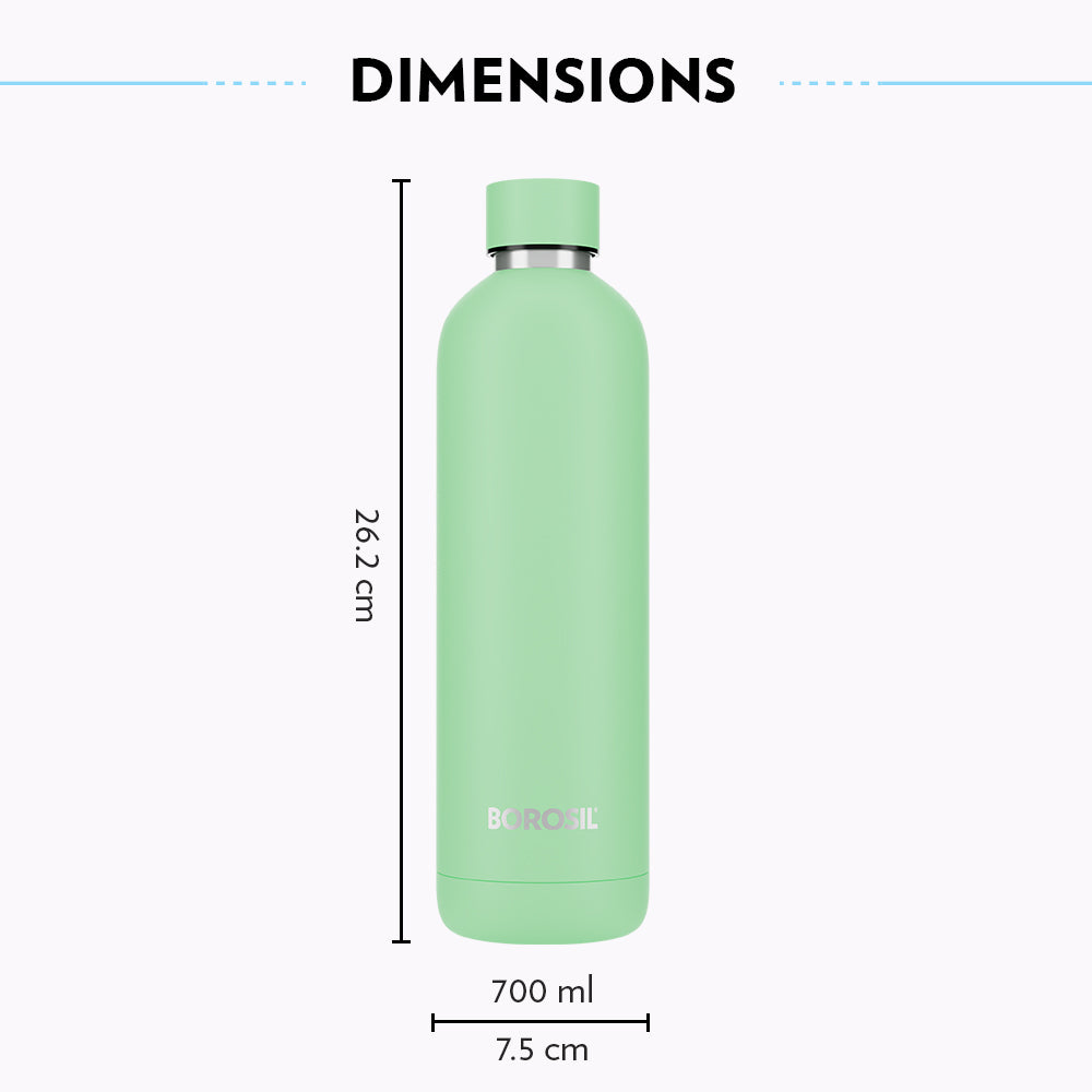 Borosil Pacific Double Wall Bottle, Light Green 700ml