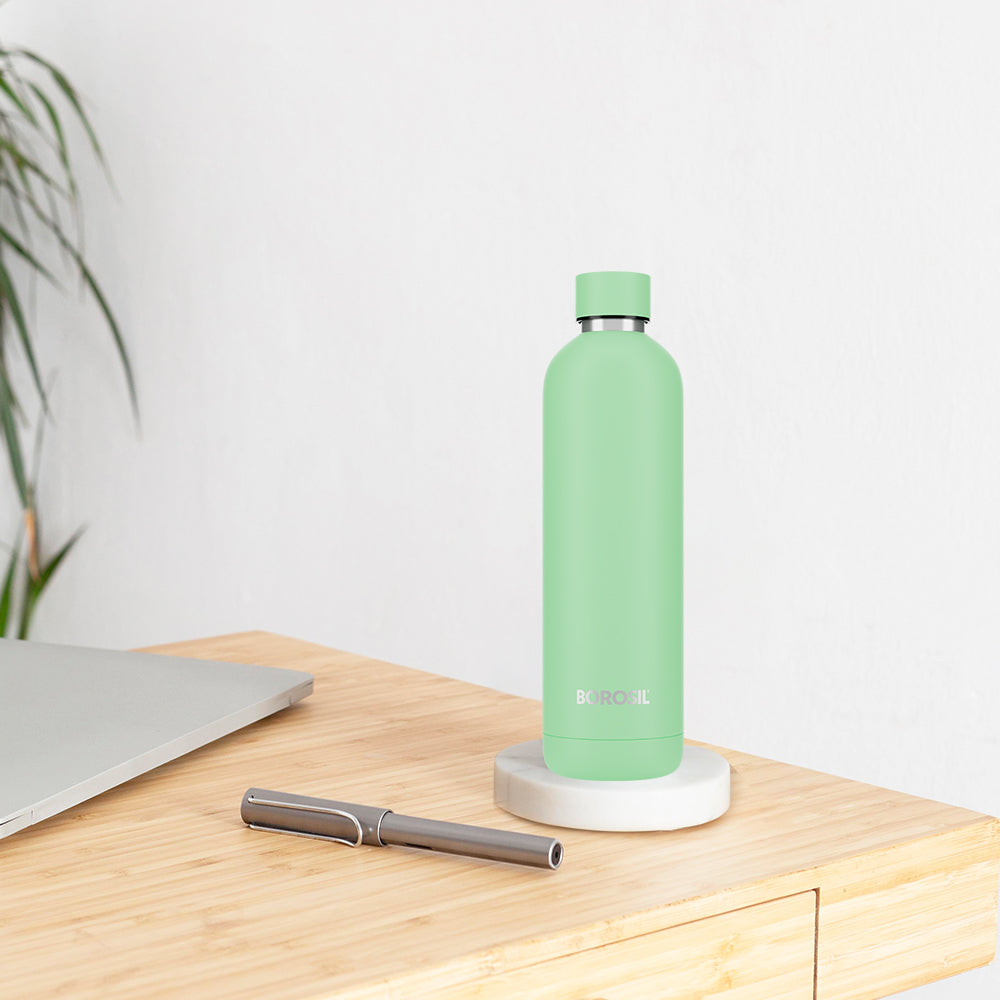 Borosil Personalised Pacific Double Wall Bottle, Light Green 700ml