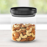 Borosil Stack And Store Classic Glass Jar With Black PP Lid 600ml