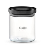 Borosil Stack And Store Classic Glass Jar With Black PP Lid 600ml