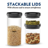 Borosil Stack And Store Classic Glass Jar With Black PP Lid 600ml