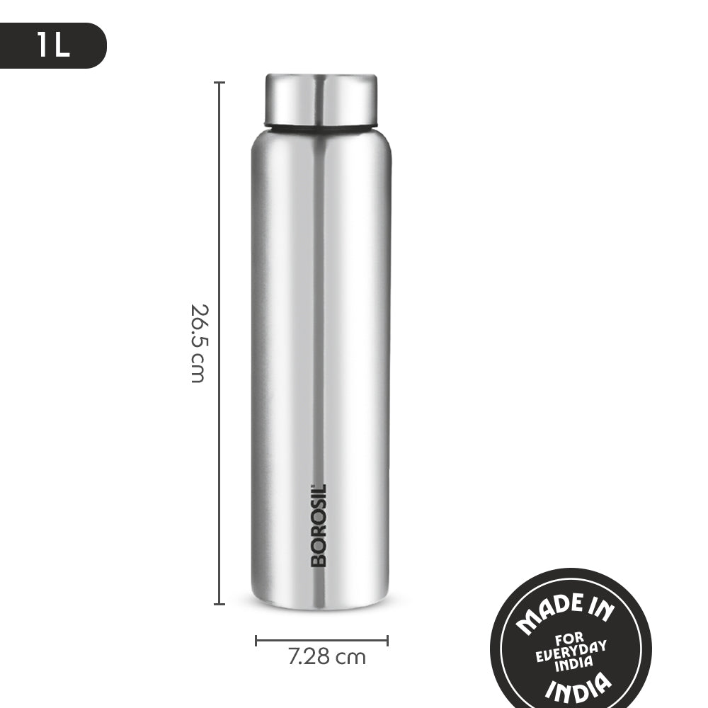 Borosil Aquaslim Single Wall Bottle 1L