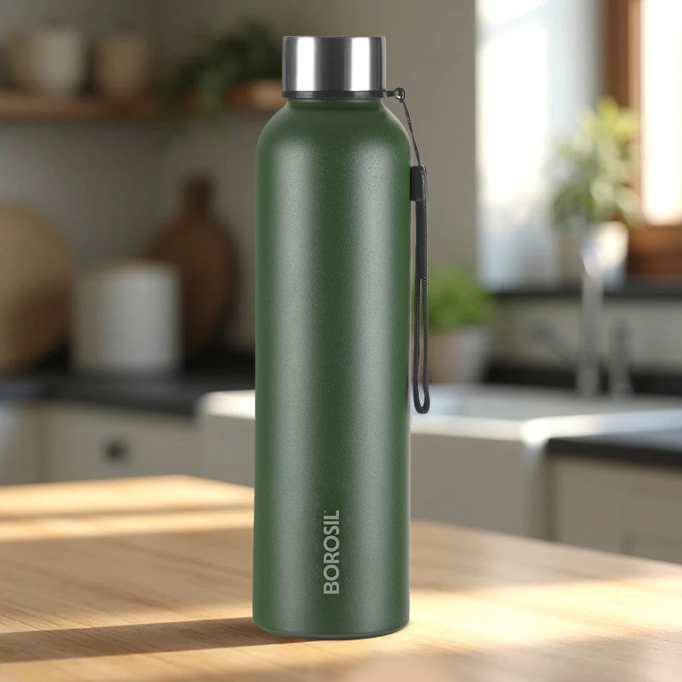Borosil Personalised Laguna SS Single Wall Bottle, Green 1L