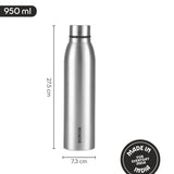 Borosil Glacier SS Single Wall Bottle, Jade 950ML