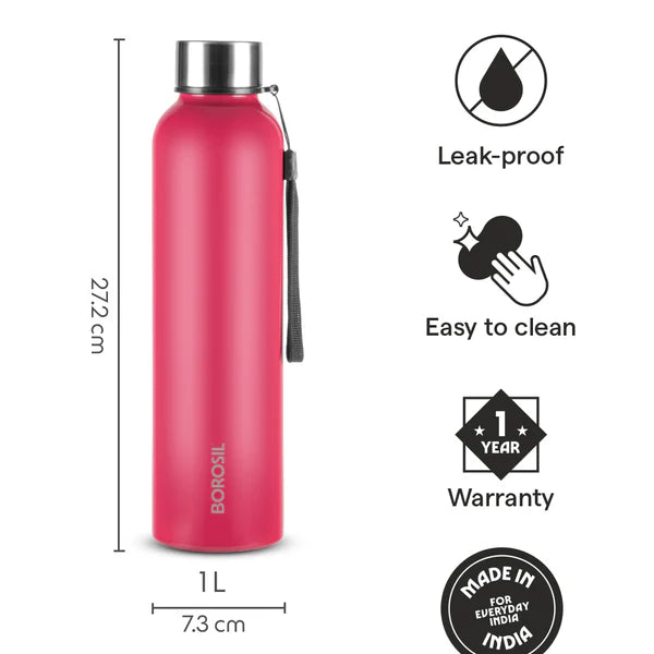 Borosil Personalised Laguna SS Single Wall Bottle, Green 1L
