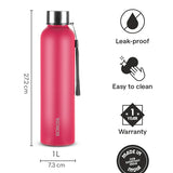 Borosil Personalised Laguna SS Single Wall Bottle, Green 1L