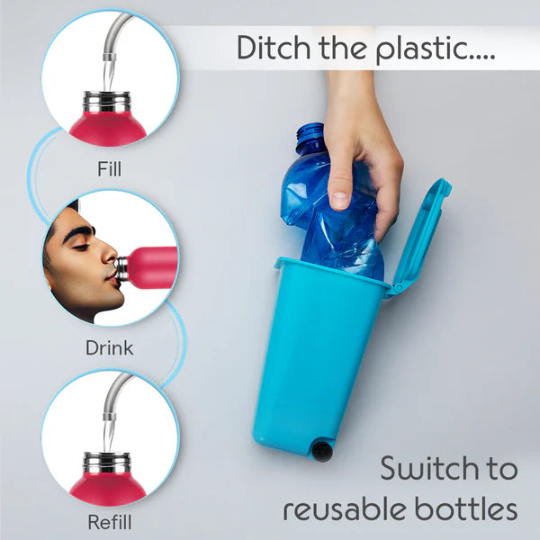 Borosil Personalised Laguna SS Single Wall Bottle, Green 1L