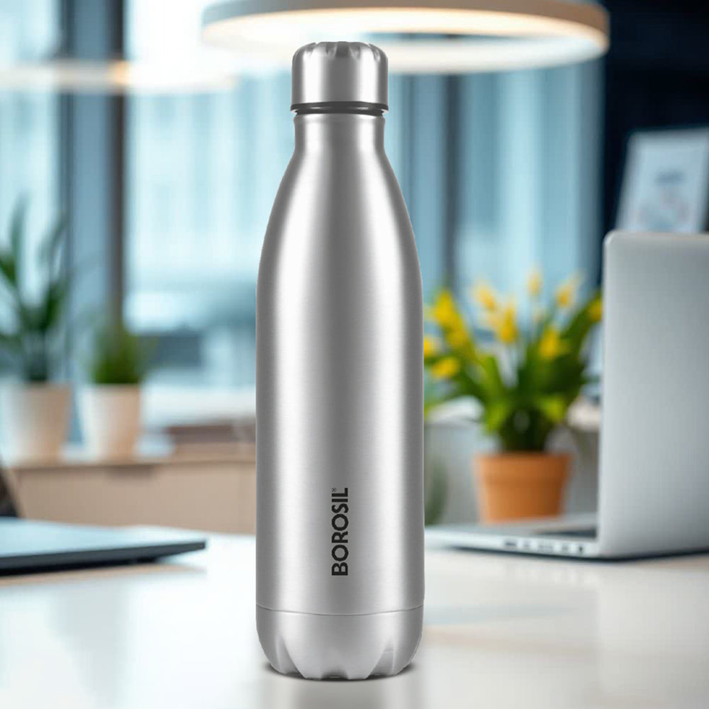 Borosil Bolt Single Wall SS Bottle 1L
