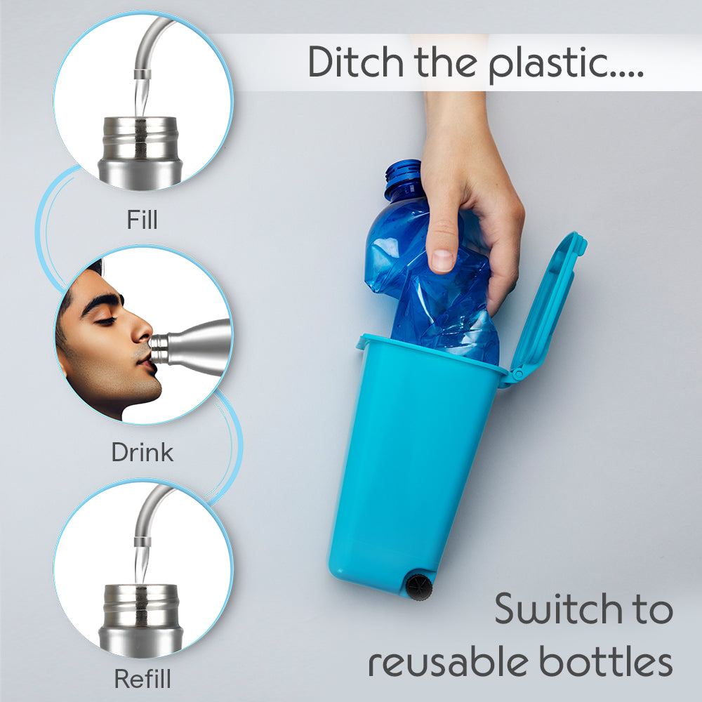 Borosil Bolt Single Wall SS Bottle 1L