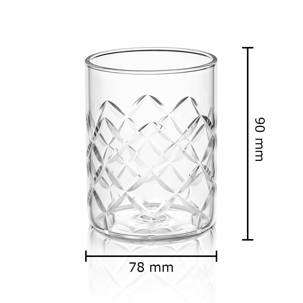 Borosil Crown Whiskey Glass Set of 6, 350ml