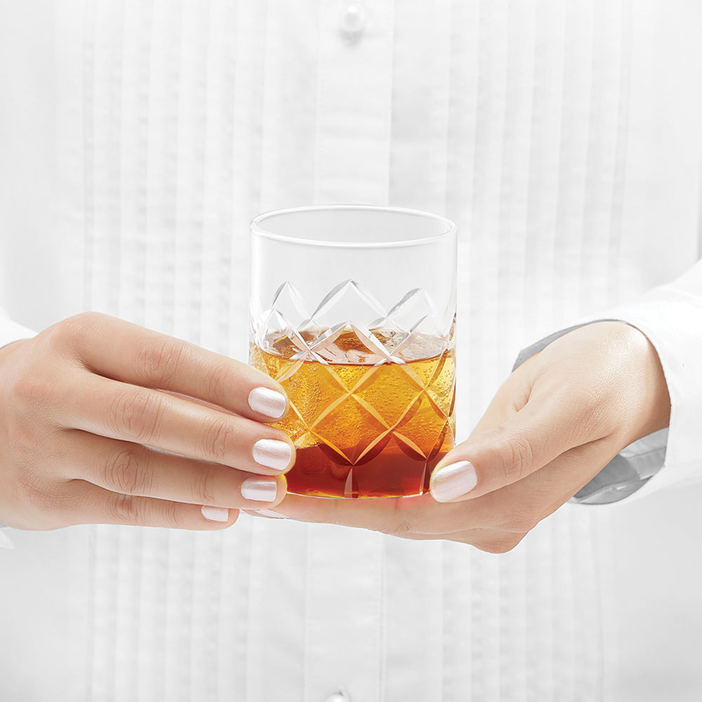 Borosil Crown Whiskey Glass Set of 6, 350ml