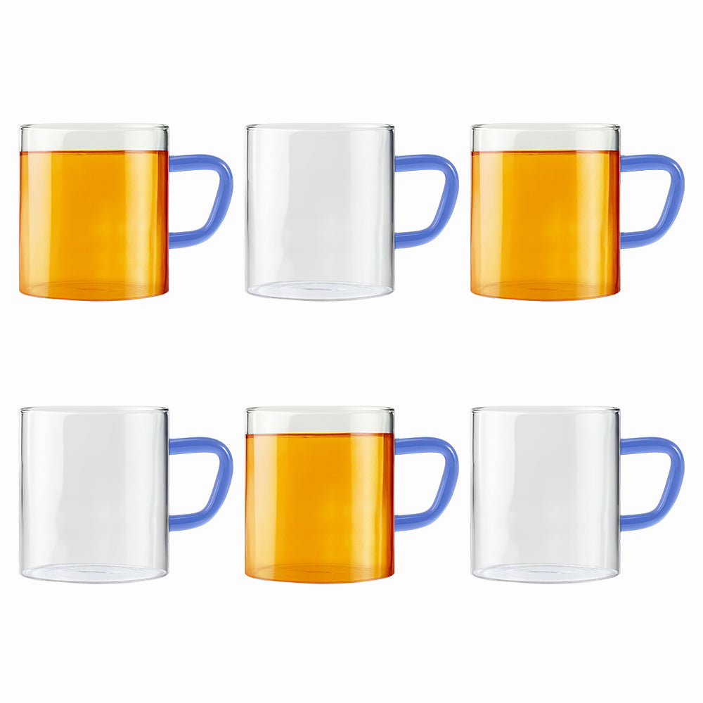 Borosil Blue Vision Classic Mug Set of 6, 190ml