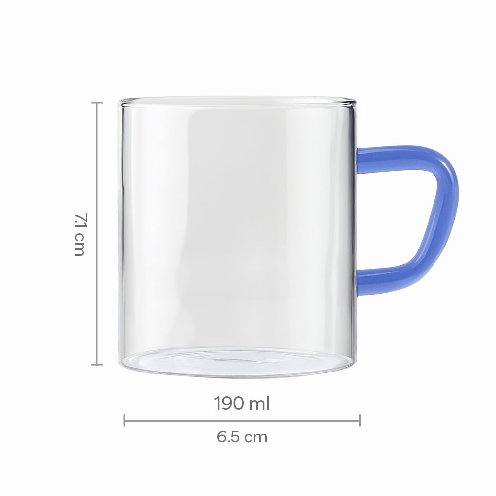 Borosil Blue Vision Classic Mug Set of 6, 190ml