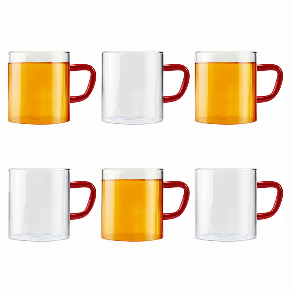Borosil Brown Vision Classic Mug Set of 6, 190ml