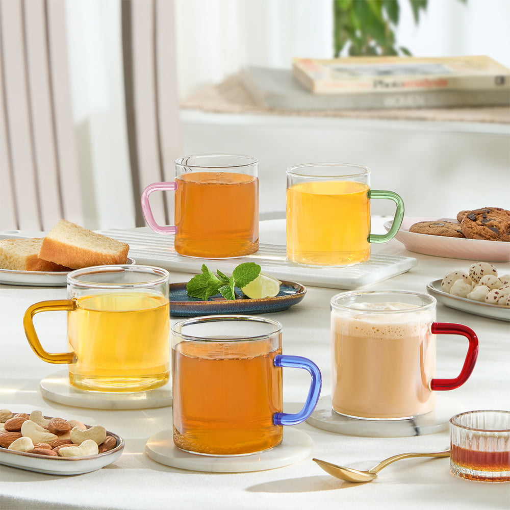 Borosil Brown Vision Classic Mug Set of 6, 190ml