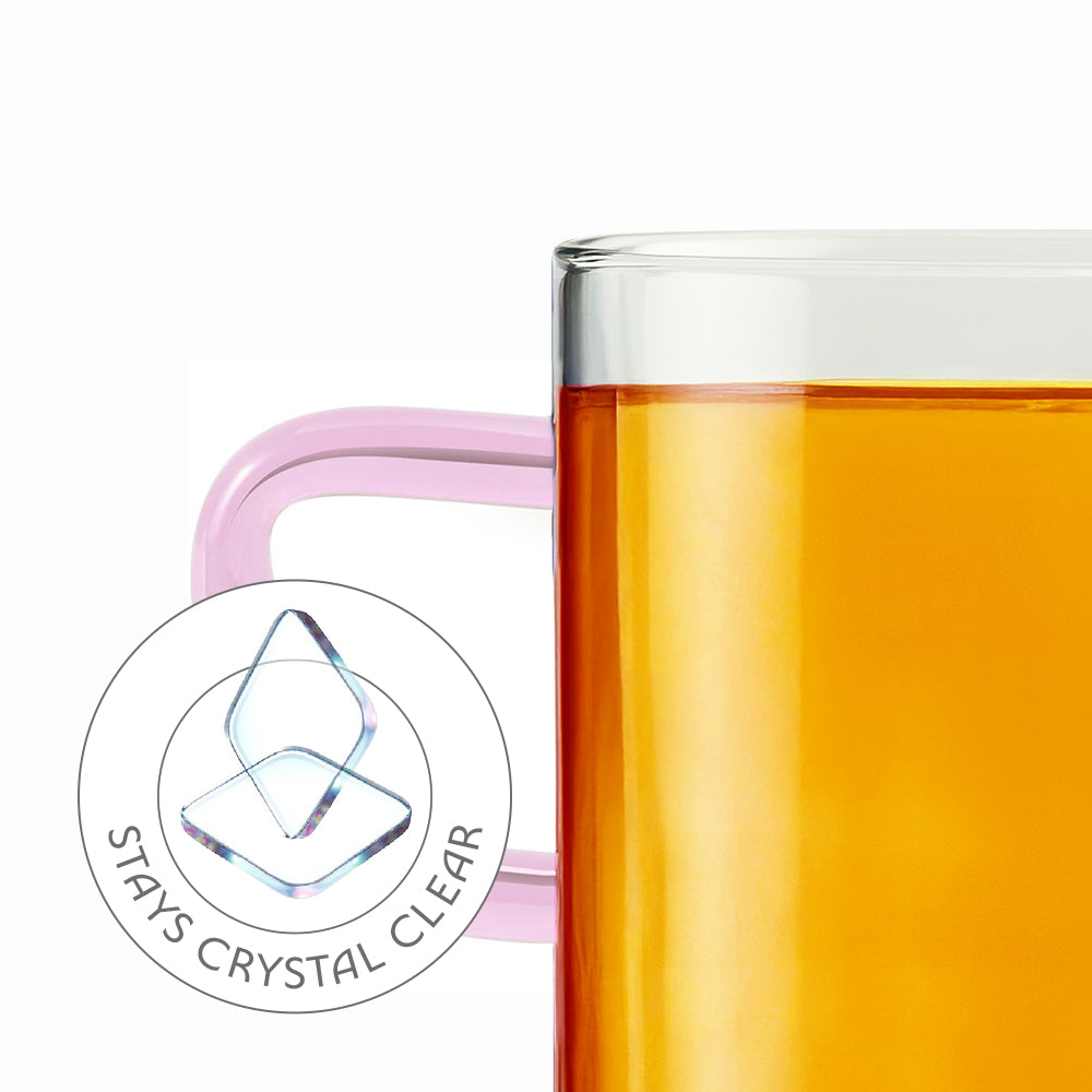 Borosil Pink Vision Classic Mug Set of 6, 190ml