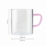 Borosil Pink Vision Classic Mug Set of 6, 190ml