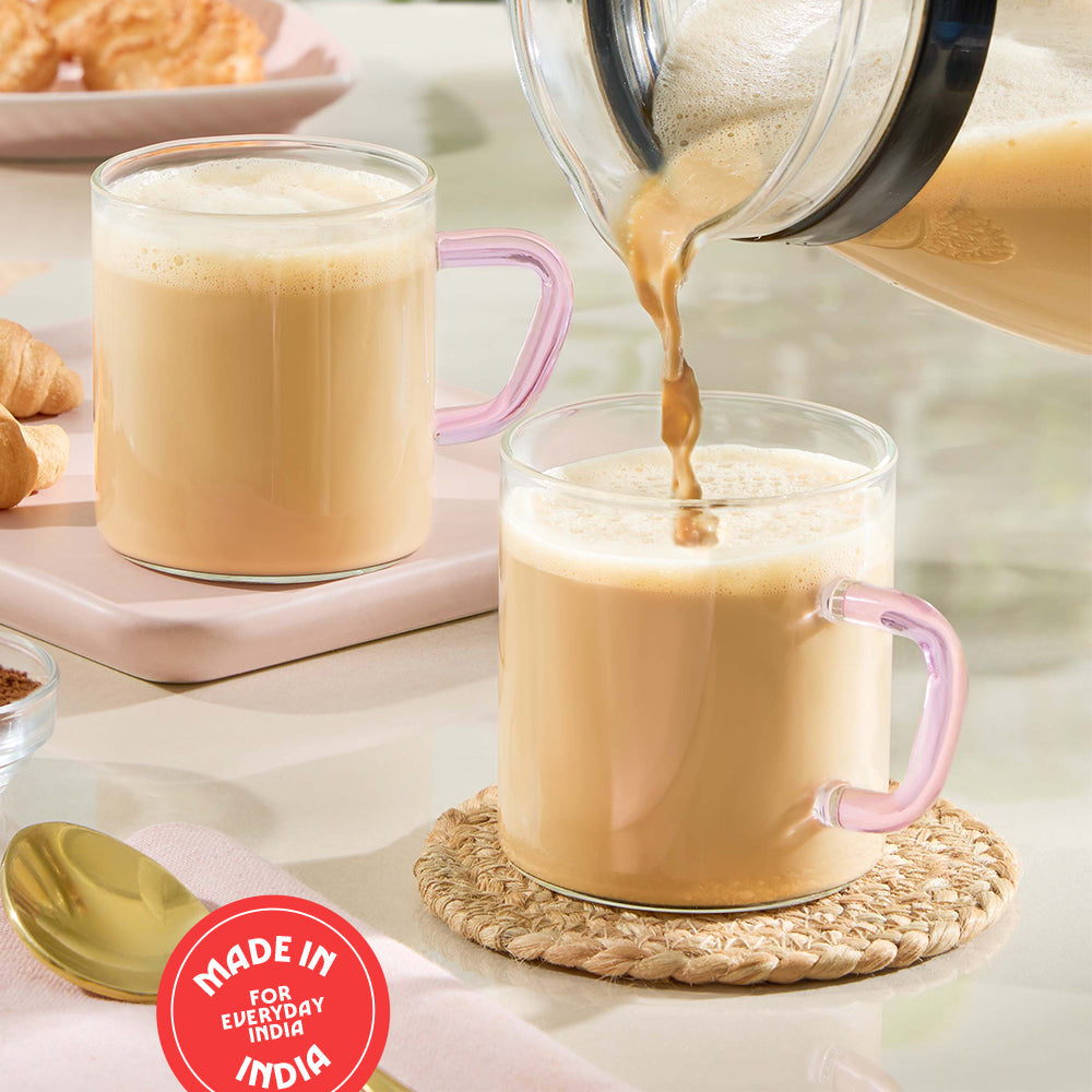 Borosil Pink Vision Classic Mug Set of 6, 190ml