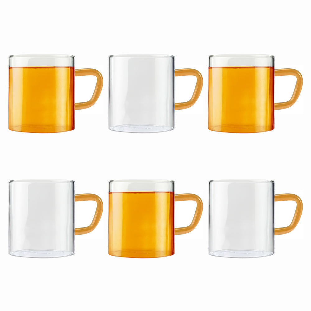 Borosil Yellow Vision Classic Mug Set of 6, 190ml