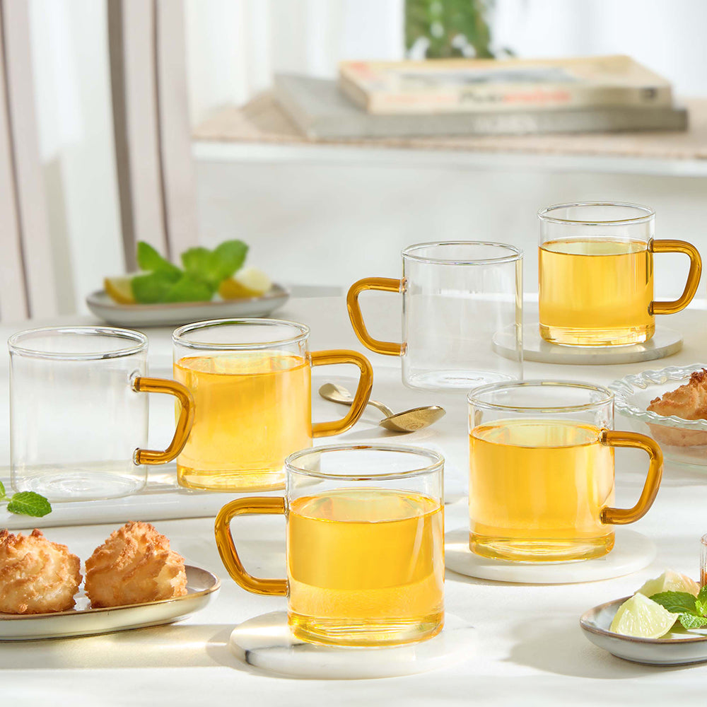 Borosil Yellow Vision Classic Mug Set of 6, 190ml
