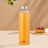 Borosil Crysto Narrow Mouth Sintra Glass Bottle 1L - Silver Lid