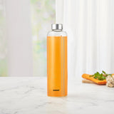 Borosil Crysto Narrow Mouth Sintra Glass Bottle 1L - Silver Lid