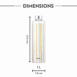 Borosil Crysto Narrow Mouth Sintra Glass Bottle 1L - Silver Lid