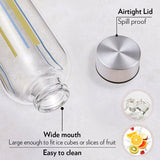Borosil Crysto Narrow Mouth Sintra Glass Bottle 1L - Silver Lid
