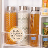 Borosil Crysto Narrow Mouth Sintra Glass Bottle 1L - Silver Lid